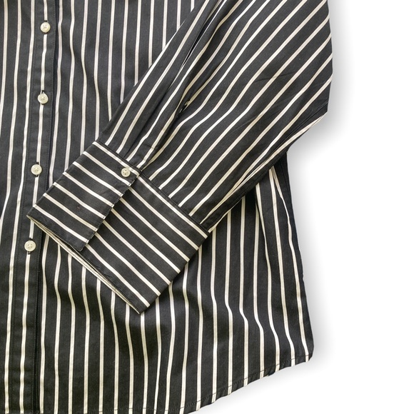 Charter Club Retro Striped Unisex Goth Plus Button Up Black White 16 - Picture 6 of 10